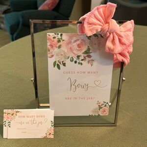 Guess How Many Bows with Glass Frame + 8 Guess cards Baby Shower/Sprinkle Game